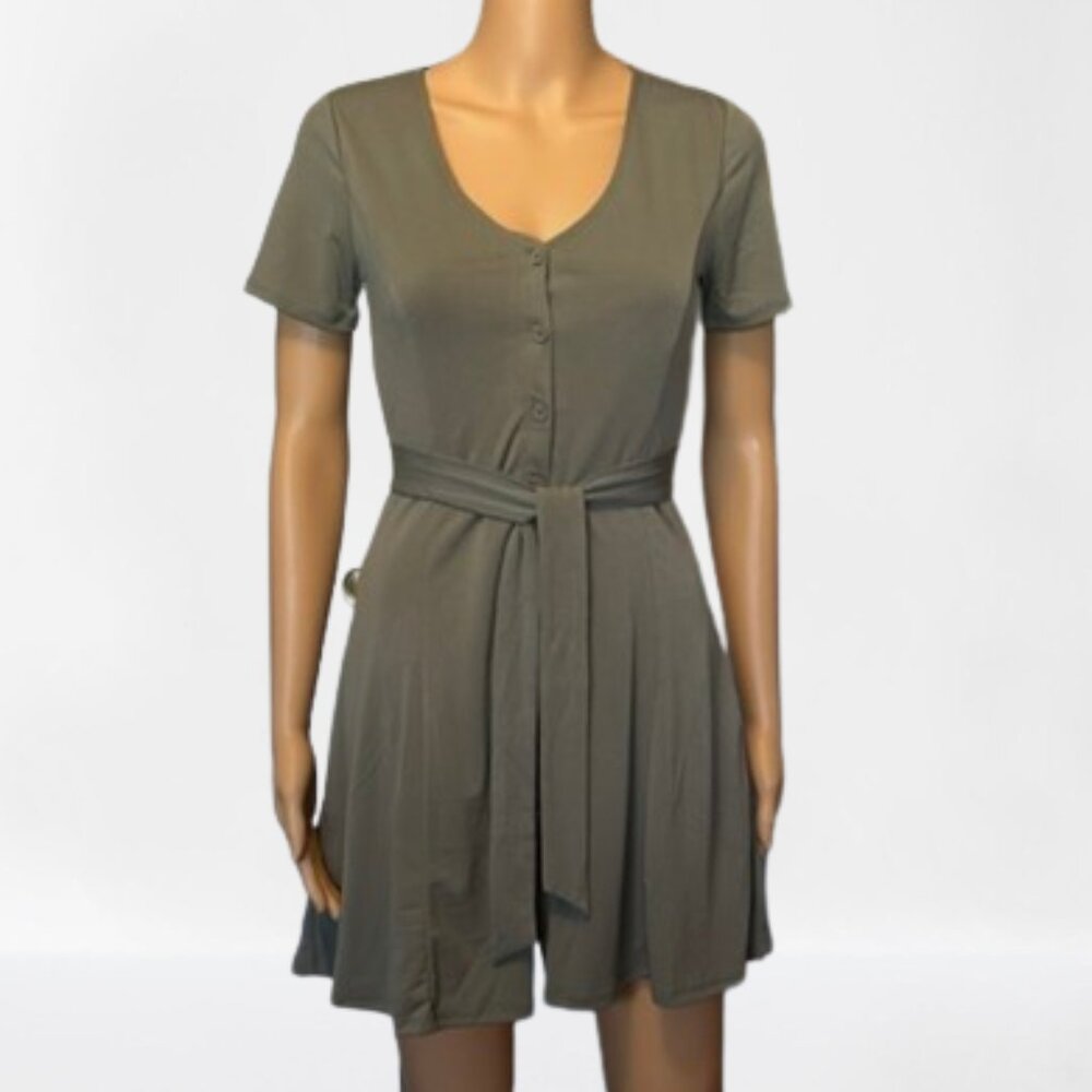 NEW Forever 21 Tie-Waist Short Sleeve Mini Dress Juniors Medium
